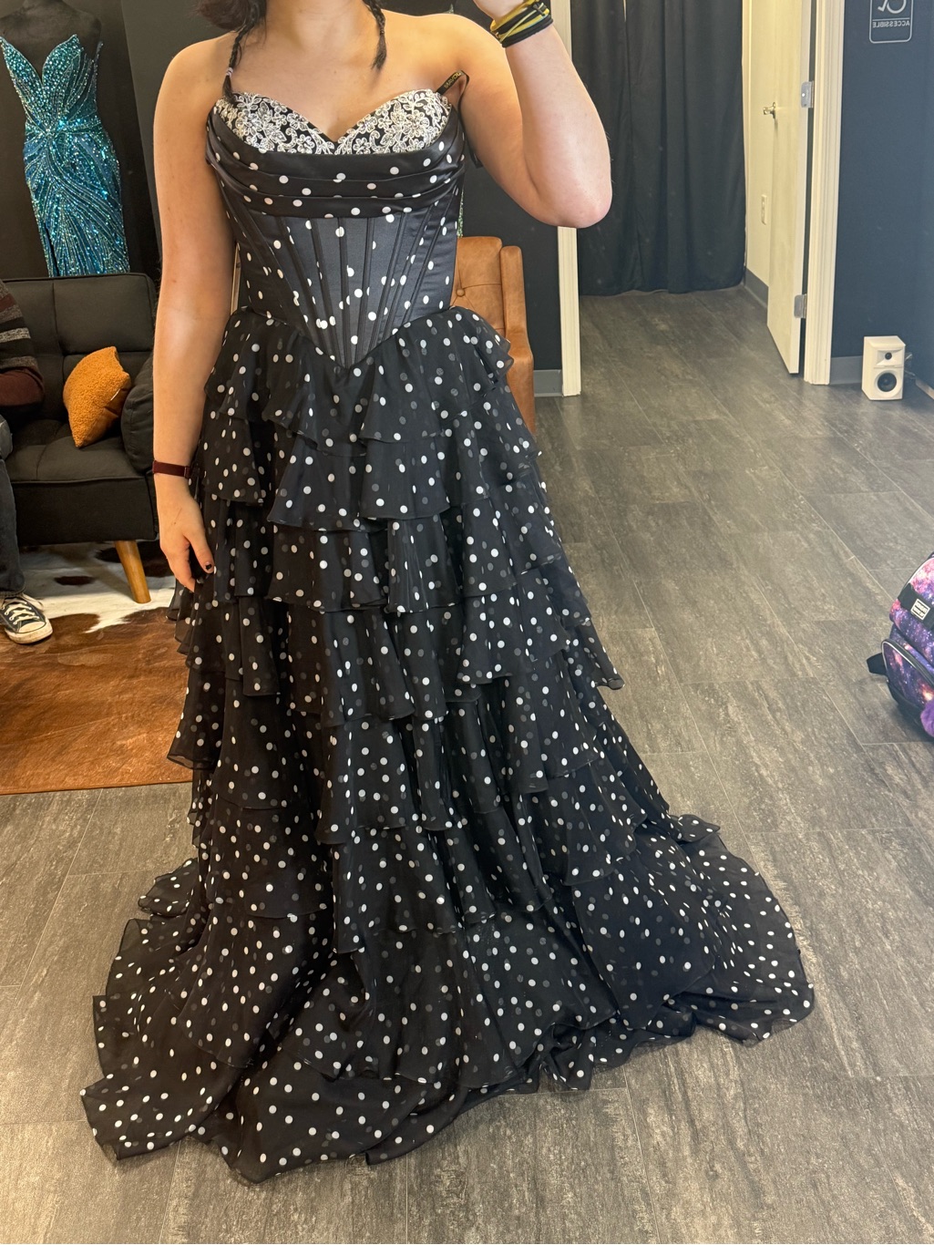 Black Polka Dot Prom Dress